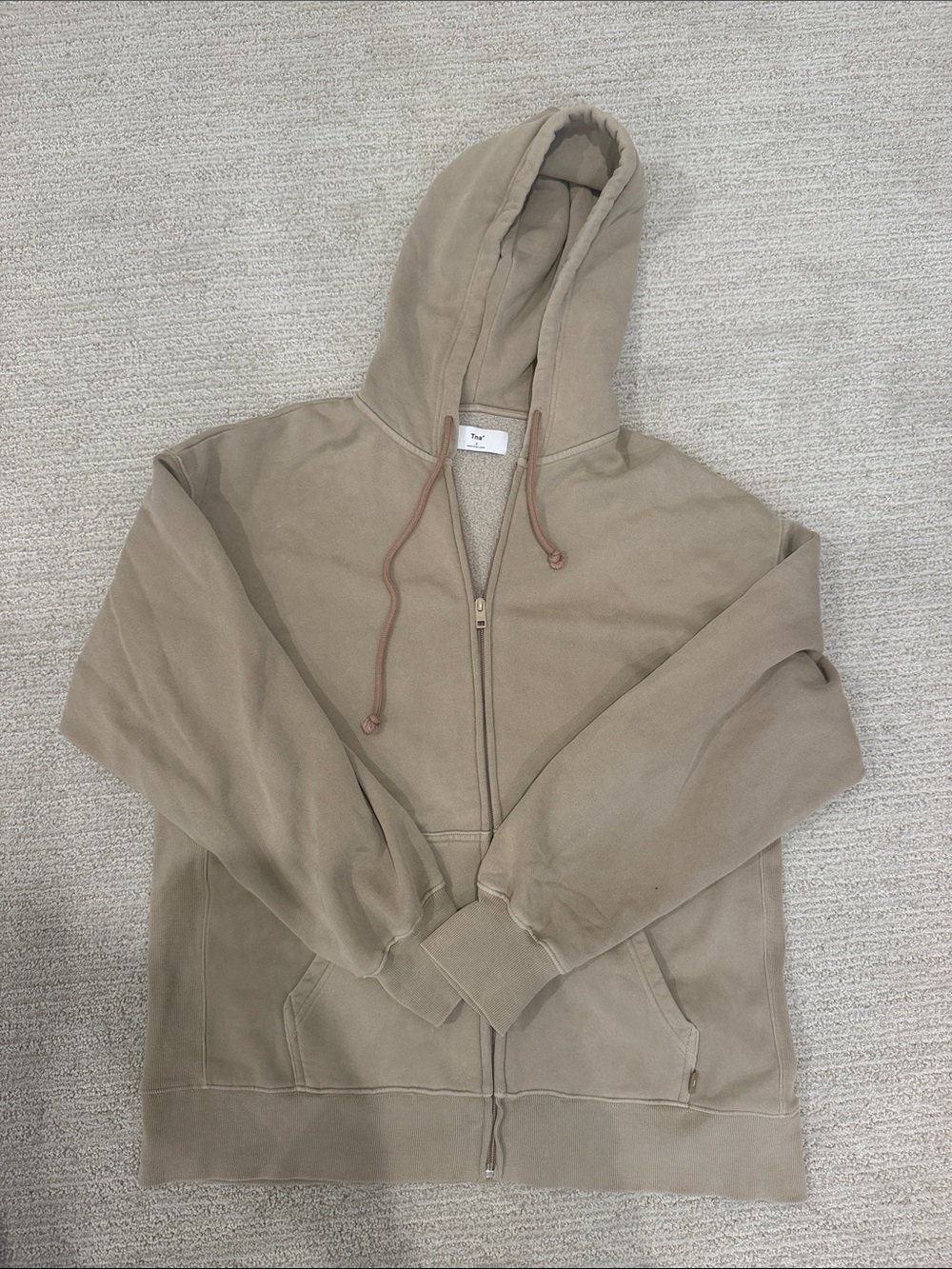 Aritzia TNA Neutral Tan Zip-Up Hoodie